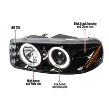 Load image into Gallery viewer, Spec-D Projector Headlights GMC Yukon (01-06) Sierra (99-06) Dual Halo w/o Bumper Lights - Black or Chrome - Matte Black/Clear Lens Alternate Image