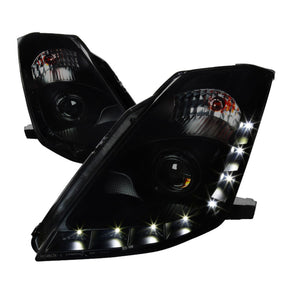 299.95 Spec-D Projector Headlights Nissan 350Z w/ OEM HID (06-09) LED DRL Strip - Black / Smoke / Clear - Redline360