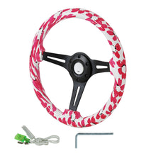 Load image into Gallery viewer, Spec-D Steering Wheel (350mm 3-Spoke Hawaii Pink Floral) 2" Deep Dish - Wood - Default Title Alternate Image