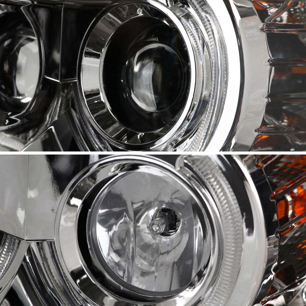 Spec-D Projector Headlights Chevy Silverado (07-13) Dual Halo w/ LED DRL -  Black / Chrome / Smoked