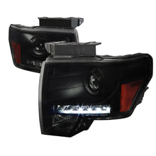Load image into Gallery viewer, Spec-D Projector Headlights Ford F150 (2009-2014) w/ or w/o LED Light Strip - Black/Smoke Lens / w/ LED Light Strip Alternate Image