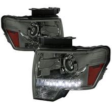 Load image into Gallery viewer, Spec-D Projector Headlights Ford F150 (2009-2014) w/ or w/o LED Light Strip - Black/Smoke Lens / w/ LED Light Strip Alternate Image