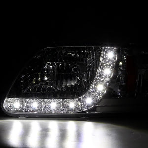 133.00 Spec-D Crystal Headlights Ford F150 (97-04) [w/ SMD LED Light Strip] Matte Black or Chrome Housing - Redline360