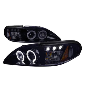 149.95 Spec-D Projector Headlights Ford Mustang (94-98) Halo LED - Black or Chrome - Redline360