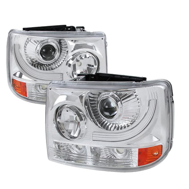 205.00 Spec-D Projector Headlights Silverado (99-02) Tahoe/Suburban (00-06) w/ Bumper Lights -  Black or Chrome - Redline360