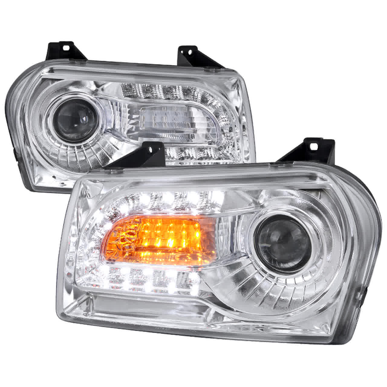 Spec-D Projector Headlights Chrysler 300 (2005-2010) w/ LED Strip - Black