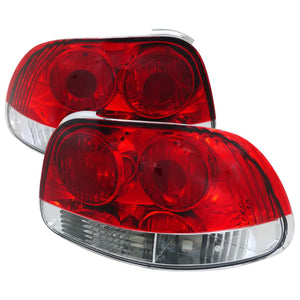 110.00 Spec-D Tail Lights Honda Del Sol (1993-1997) Chrome w/ Red Clear Lens - Redline360