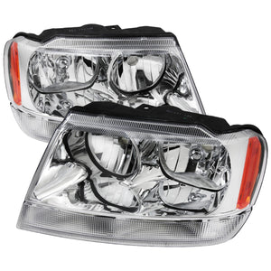 109.95 Spec-D OEM Replacement Headlights Jeep Grand Cherokee (99-04) Chrome / Smoke / Black - Redline360