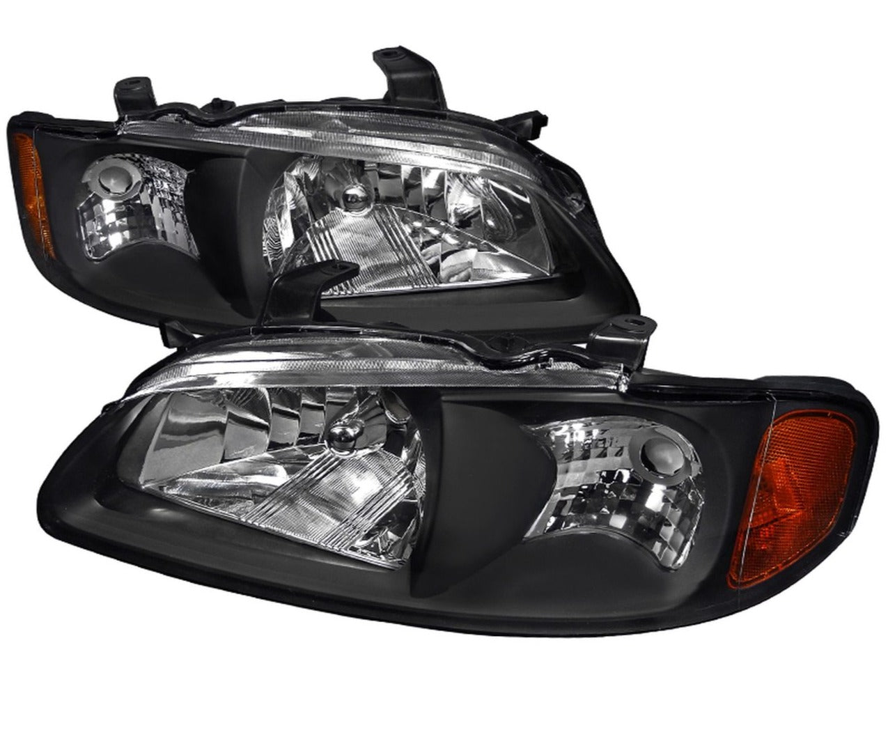 Leader Pair Headlight Assembly For Nissan Sentra 2000-2003 - Black Housing, Clear Lens