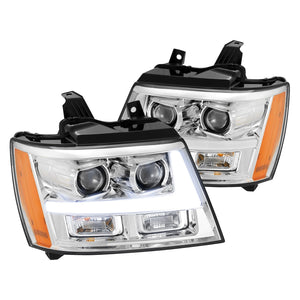 476.00 AlphaRex Projector Headlights Chevy Suburban [Pro Series - DRL Light Tube] (07-14) Jet Black / Black / Chrome - Redline360