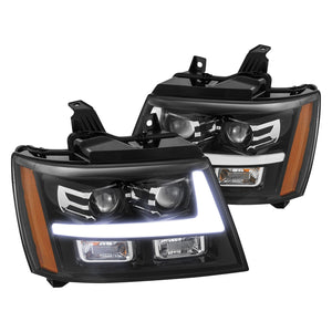 476.00 AlphaRex Projector Headlights Chevy Suburban [Pro Series - DRL Light Tube] (07-14) Jet Black / Black / Chrome - Redline360