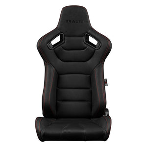 699.95 BRAUM Elite Sport Seats (Reclining - Black/Red Stitch Leatherette) BRR1-BKRS - Redline360