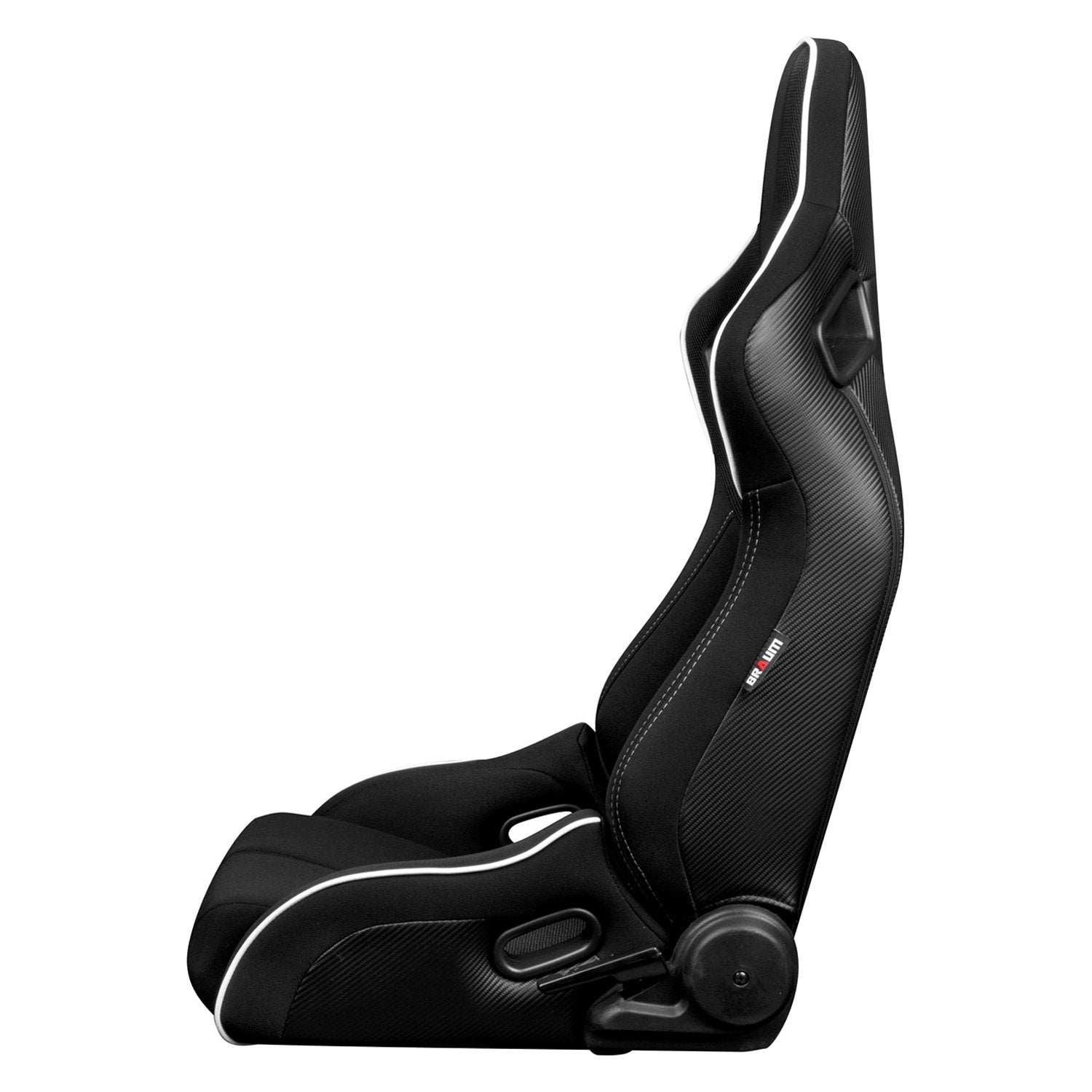 BRAUM Elite-R Racing Seats (Reclining - Black w/ White Piping) BRR1R-B