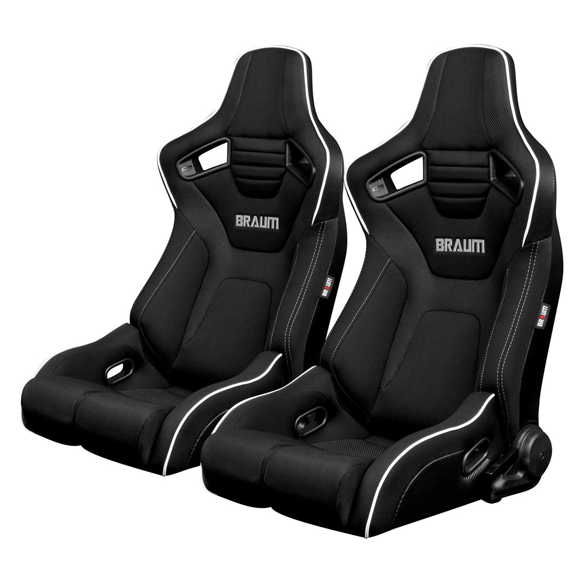 BRAUM Elite-R Racing Seats (Reclining - Black w/ White Piping) BRR1R-B