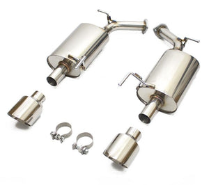 378.00 Rev9 Axleback Exhaust Infiniti M37 / M56 (2011-2012-2013) Dual Polished Mufflers - Redline360