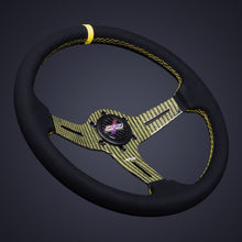 Load image into Gallery viewer, 274.95 DND Carbon Fiber Suede Steering Wheel (60mm Deep, 350mm) 6 Bolt - Redline360 Alternate Image