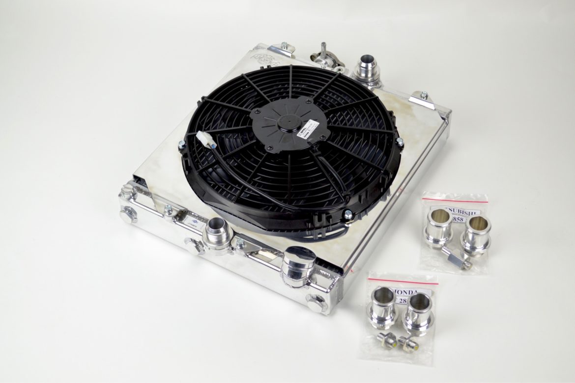 CSF Universal Half Radiator with 12 high-performance SPAL Fan Polished