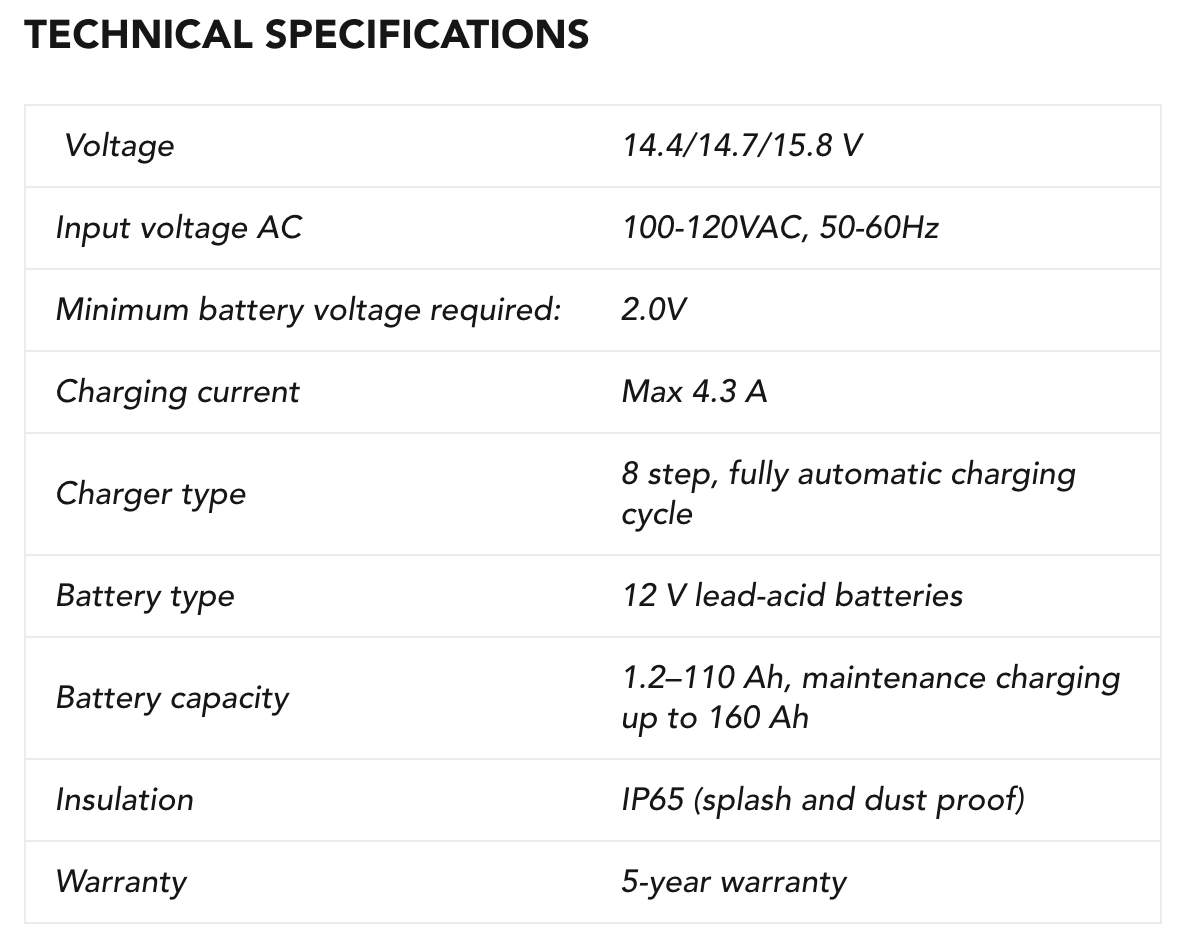 CTEK Battery Charger - MXS 5.0 4.3 Amp 12 Volt - Test & Charge 40