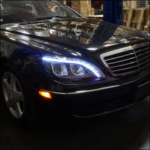 Load image into Gallery viewer, 339.95 Spec-D Projector Headlights Mercedes S320/S350 S420/S430 S500 S600 S55 AMG W220 (98-06) LED DRL - Black / Chrome - Redline360 Alternate Image