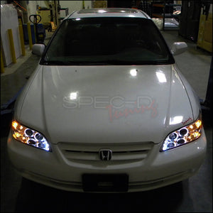159.95 Spec-D Projector Headlights Honda Accord (98-02) w/ Dual LED Halo - Black or Chrome - Redline360