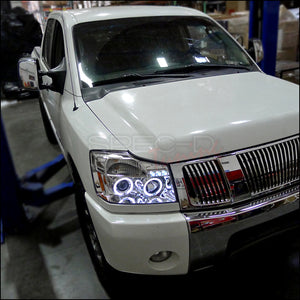 169.95 Spec-D Projector Headlights Nissan Titan (04-15) Armada (04-07) LED Dual Halo - Black or Chrome - Redline360