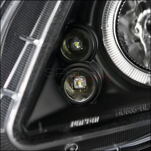 Maxcomotors Smoke Projector Headlights For Scion TC 2005-2010 – LED Halo Strip, Glossy Black Housing, Pair