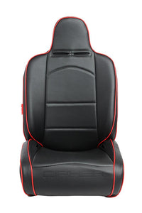 410.00 Cipher Auto Black Synthetic Leather Racing Seats (Red Piping Reclining - Pair) CPA3002PBK-R - Redline360
