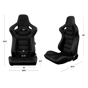 699.95 BRAUM Elite Sport Seats (Reclining - Red Jacquard Cloth) BRR1-RFBS - Redline360