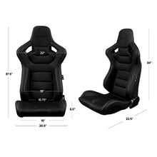 Load image into Gallery viewer, 699.95 BRAUM Elite Sport Seats (Reclining - Black/Black Stitch Leatherette) BRR1-BKBS - Redline360 Alternate Image