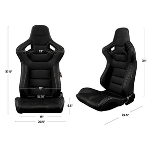 699.95 BRAUM Elite Sport Seats (Reclining - Blue Jacquard Cloth) BRR1-UFBS - Redline360