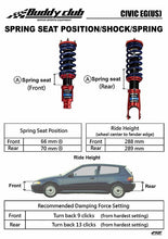 Load image into Gallery viewer, 1140.00 Buddy Club Coilovers Kit Honda Civic EG/EK [Sport Spec Damper] (92-00) BC02-SSHEG - Redline360 Alternate Image