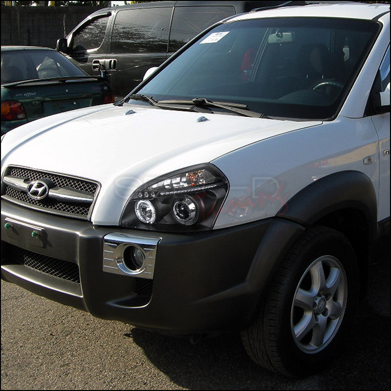 179.95 Spec-D Projector Headlights Hyundai Tucson [Halo] (2005-2007) Black or Chrome - Redline360