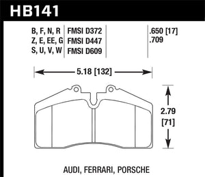 130.28 Hawk HPS Brake Pads Porsche 928 (1986-1991) Front Pads - HB141F.650 - Redline360