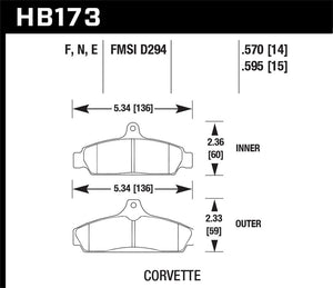101.83 Hawk HPS Brake Pads Chrysler Intrepid (1995-2004) Rear Pads - HB176F.614 - Redline360
