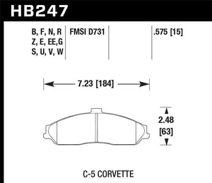 119.05 Hawk HPS Brake Pads Cadillac XLR (2004-2009) Front Pads - HB247F.575 - Redline360