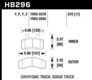 85.36 Hawk HPS Brake Pads Chevy/GMC C/K 1500 (1995-1999) Front Pads - HB296F.670 - Redline360