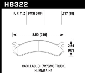 107.07 Hawk HPS Brake Pads Chevy Avalanche (2002-2006) Front Pads - HB322F.717 - Redline360