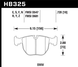 137.77 Hawk HPS Brake Pads BMW X5 3.0i (01-06) 4.4i (00-06) Front Pads - HB325F.720 - Redline360