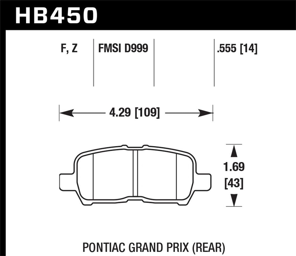 Hawk HPS Brake Pads Chevy Impala (20112016) Rear Pads HB450F.555