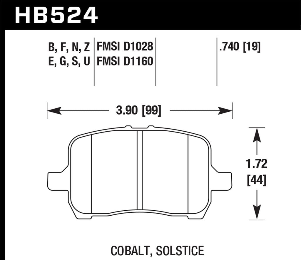 116.06 Hawk HPS Brake Pads Chevy Cobalt SS (2005-2007) Front or Rear Pads - Redline360