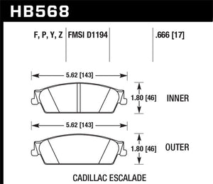 98.09 Hawk HPS Brake Pads Chevy Avalanche (2007-2013) Rear Pads - HB568F.666 - Redline360
