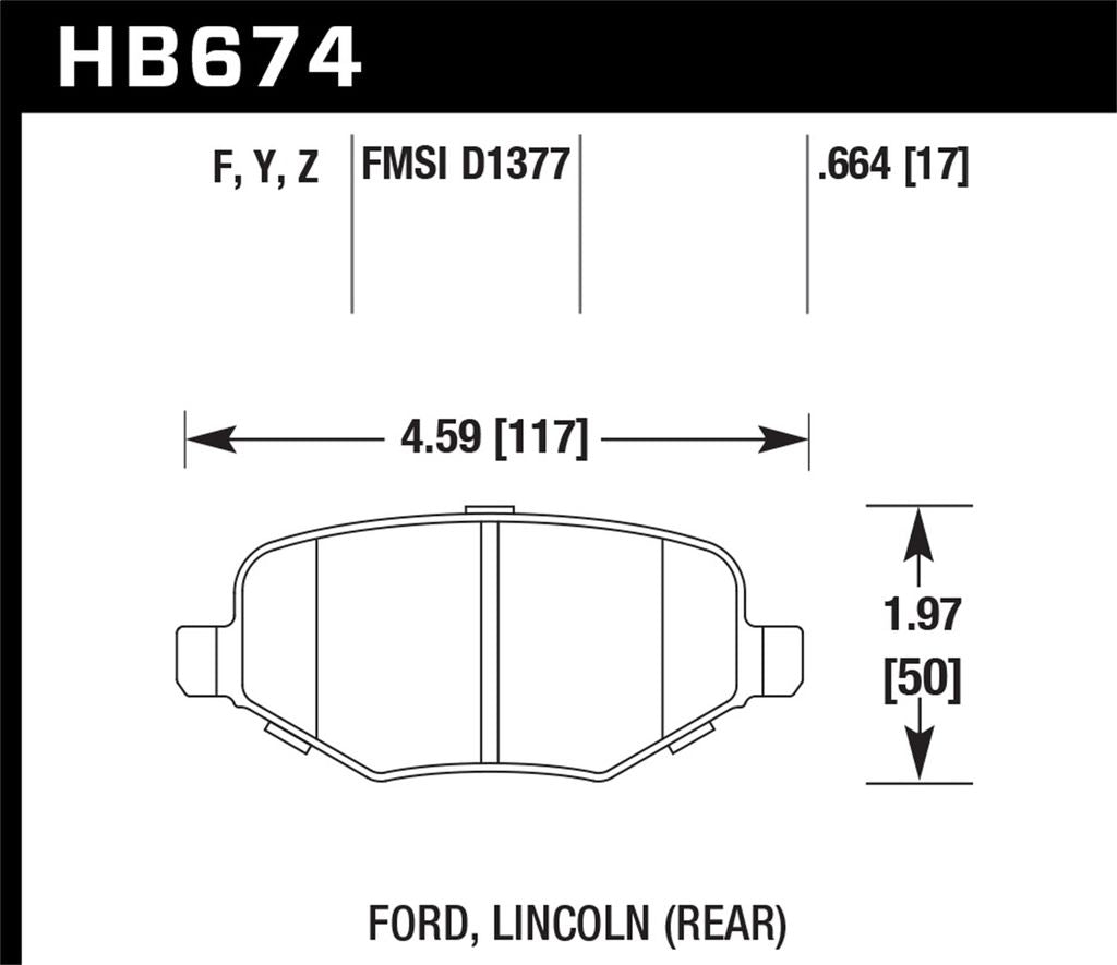 Hawk HPS Brake Pads Lincoln MKT (2010-2015) Rear Set HB674F.664 ...