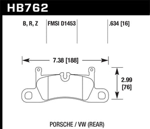 123.54 Hawk HPS Brake Pads Porsche Cayenne Turbo (2005-2006) Rear Pads - HB762F.634 - Redline360