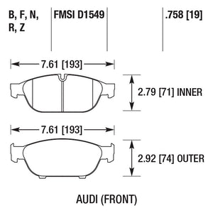125.53 Hawk HPS Brake Pads Audi A6 (16-18) A6 Quattro (12-18) [Front] HB757F.758 - Redline360