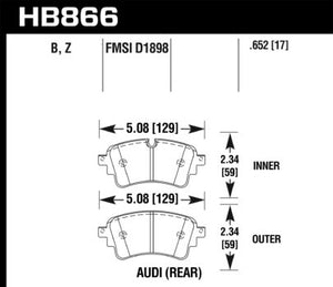 160.89 Hawk HPS Brake Pads Audi S4 (17-18) S5 / SQ5 (2018) [Rear] HB866B.652 - Redline360
