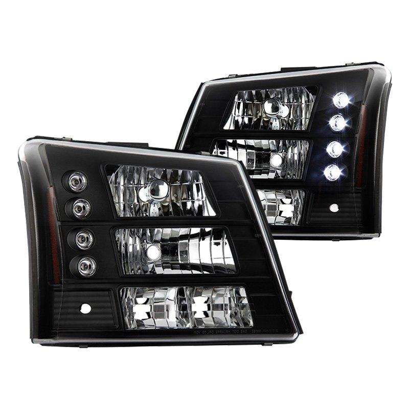 Spyder LED Crystal Headlights Chevy Silverado 1500HD (03-07) 2500HD (03-06)  Black / Chrome / Smoke