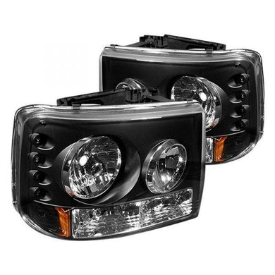 289.36 Spyder LED Crystal Headlights Chevy Tahoe (00-06) [W/ Bumper Lights] Black / Chrome / Smoke - Redline360