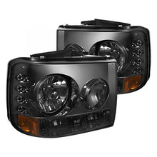 Load image into Gallery viewer, Spyder LED Crystal Headlights Chevy Silverado 1500/2500 (99-02) 3500 (01-02) with Bumper Lights and Clear or Smoke Lens - Smoke Alternate Image