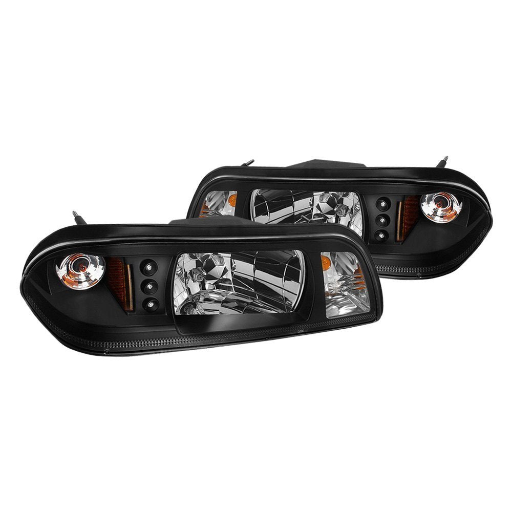 214.47 Spyder 1PC LED Crystal Headlights Ford Mustang (1987-1993) Black or Smoke - Redline360