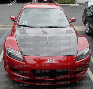 791.00 SEIBON Carbon Fiber Hood Mazda RX8 (2004-2011) OEM/TS/TSII Style - Redline360